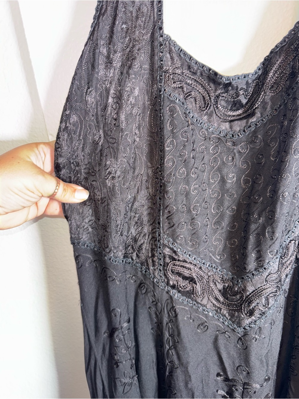 HOLYCLOTHING embroidered fairy goth halter full length witchy cotton maxi dress - Picture 6 of 6